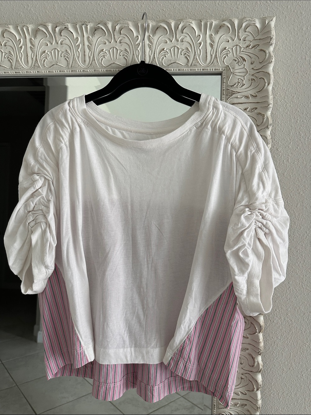 Anthropologie Maeve White and Pink Top